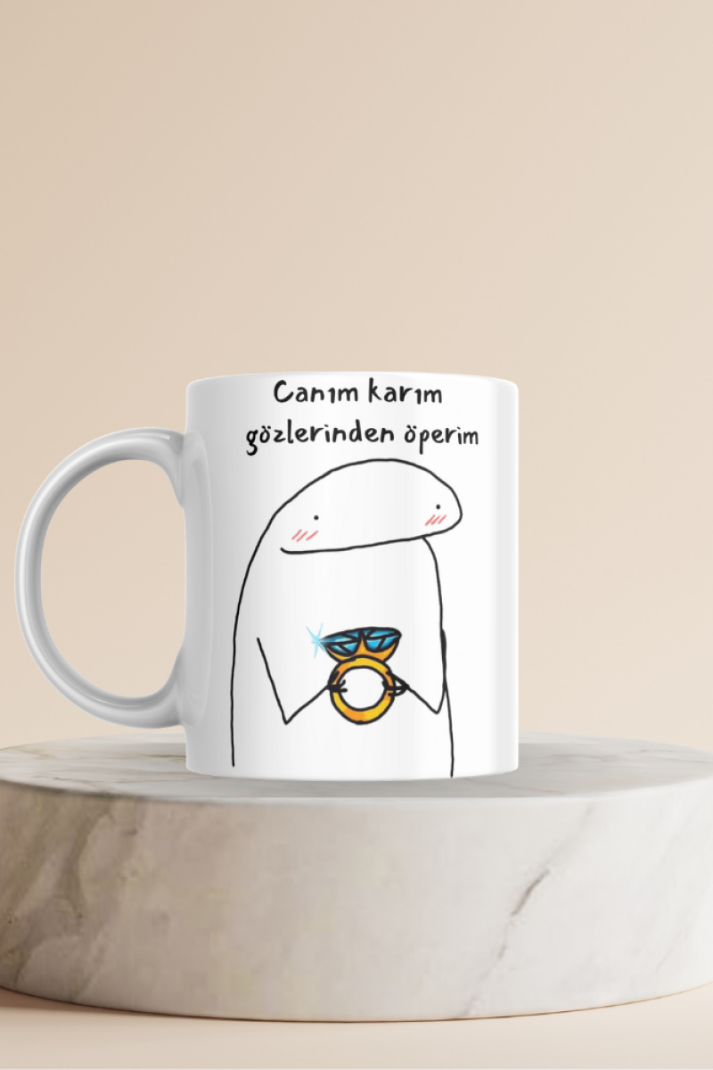 Komik Doodle Tasarım Seramik 350 Ml Kupa Bardak