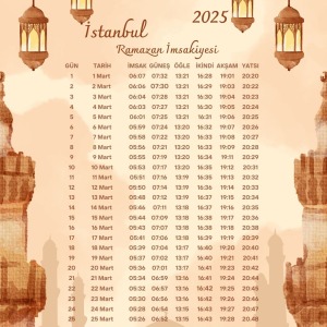 Ramazan İmsakiyesi Modern Kişiye Özel Tasarımlı Dijital Baskı 500 Adet A4 300 gr Model 45