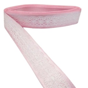 Tafta Dantel Görünümlü Kurdele Pembe 25 mm 1 Metre