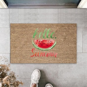 Kahverengi Kapı Önü Paspası Hello Summer Karpuz Desen  K-3262
