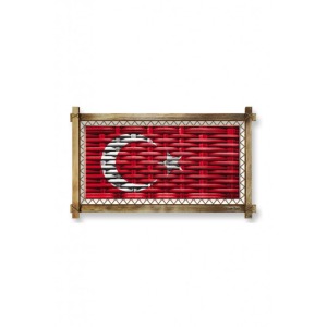 Kanvas Türk Bayrağı Led Işıklı Rustik Tablo