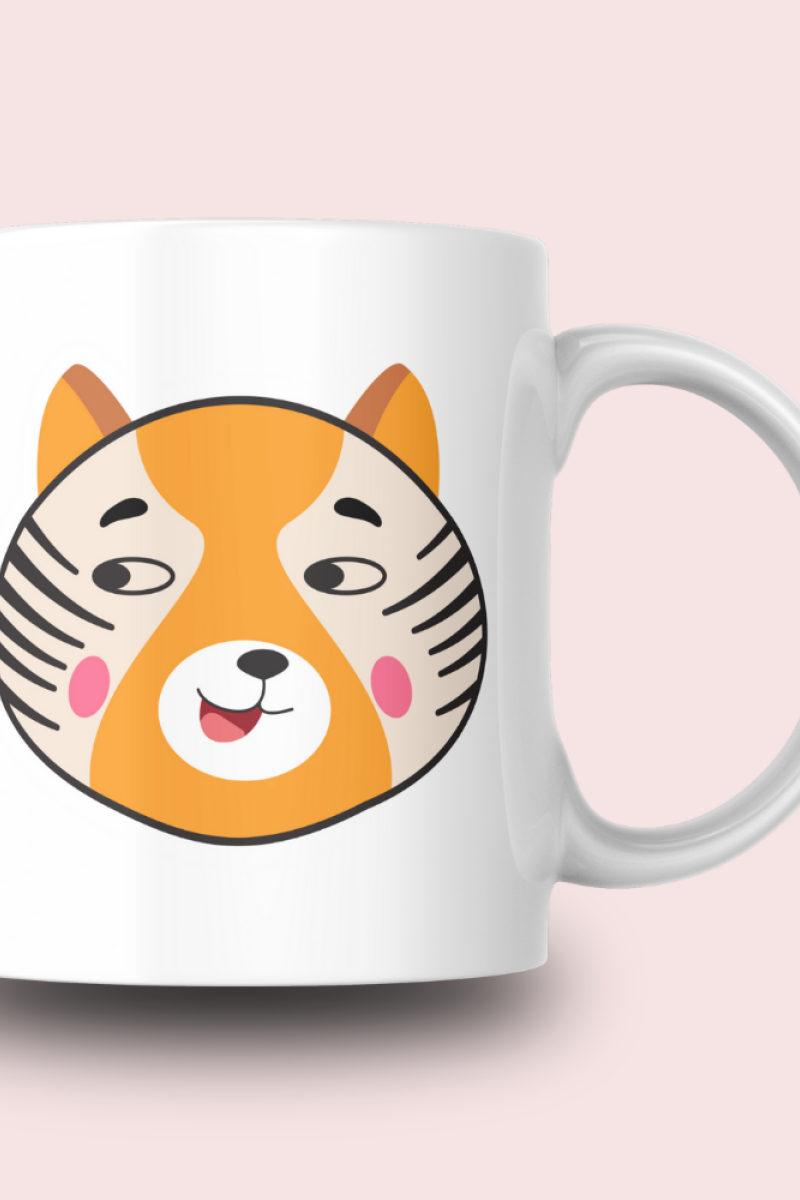 Sevimli Minimalist Hayvan Karikatürlü Tasarım Seramik 350 Ml Kupa Bardak