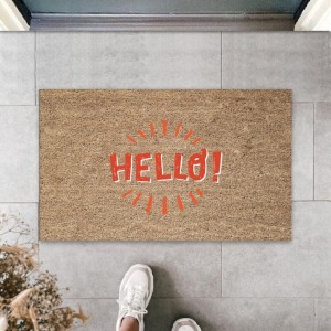 Kahverengi Kapı Önü Paspası Hello! Desen  K-3271