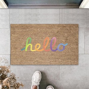 Bej Kapı Önü Paspası Hello Desen  K-3287