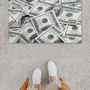 Dijital Baskı Dekoratif Dolar Renkli Kapı Önü Paspası K-1241