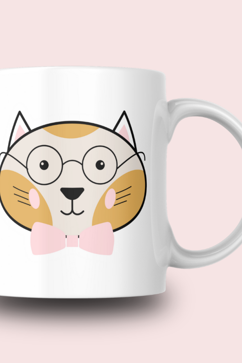 Sevimli Minimalist Hayvan Karikatürlü Tasarım Seramik 350 Ml Kupa Bardak