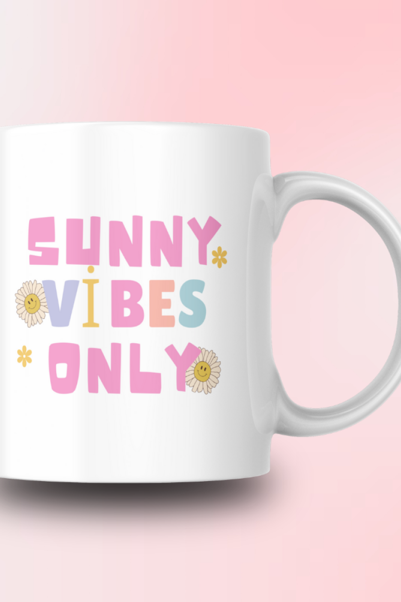 Sunny Vibes Only Tasarım Seramik 350 Ml Kupa Bardak