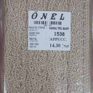 Dantel Polyester Sanal Tül Bant Cappucino 14,30 Metre En 6 cm ON-1538-C