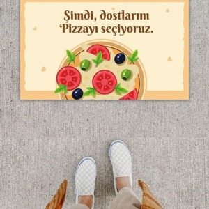 Dijital Baskı Dekoratif Pizza Pudra Kapı Önü Paspası K-1211