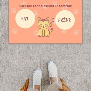 Dijital Baskı Dekoratif Kedi Yavruağzı Kapı Önü Paspası K-1213