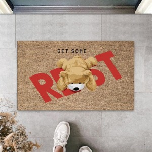 Bej Kapı Önü Paspası Get Some Rest Ayıcık Desen  K-3326