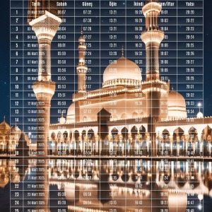 Ramazan İmsakiyesi Modern Kişiye Özel Tasarımlı Dijital Baskı 1 Adet A4 300 gr Model 14