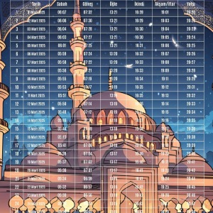 Ramazan İmsakiyesi Modern Kişiye Özel Tasarımlı Dijital Baskı 1 Adet A4 300 gr Model 11