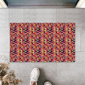 Renkli Kapı Önü Paspası Geometrik Üçgenler Desen  K-3212