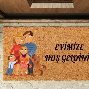 Kapı Önü Paspası Özel Tasarım Koko Model Evimize Hoşgeldiniz Aile PK-1537