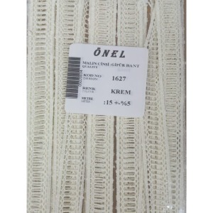 Dantel Polyester Güpür Bant Krem 15 Metre En 3 cm ON-1627-KR