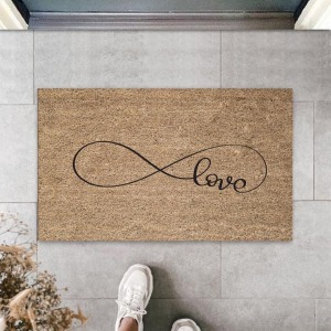 Kahverengi Kapı Önü Paspası Sonsuz Love Desen  K-3293