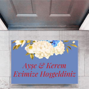 Kapı Önü Paspası Dekoratif Dijital Baskı Evimize Hoşgeldiniz P-2455
