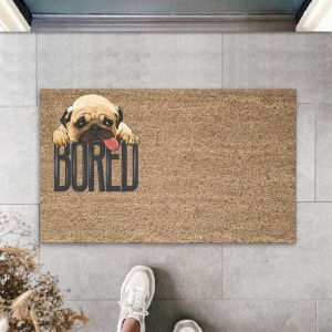 Dijital Baskı Kahverengi Bored Köpekli Dekoratif Kapı Paspası K-2080