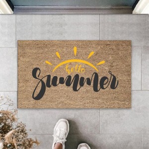 Kahverengi Kapı Önü Paspası Hello Summer Güneş Desen  K-3270