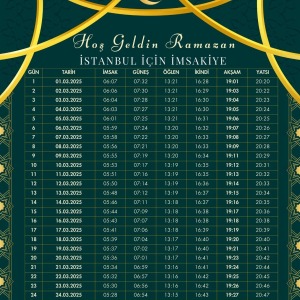 Ramazan İmsakiyesi Modern Kişiye Özel Tasarımlı Dijital Baskı 10 Adet A4 300 gr Model 27