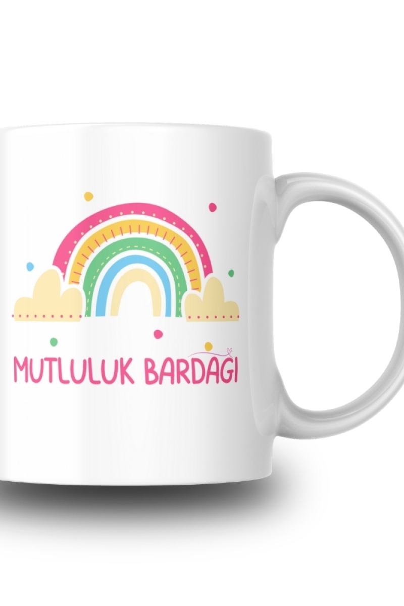 Mutluluk Bardağı Tasarım Seramik 350 Ml Kupa Bardak