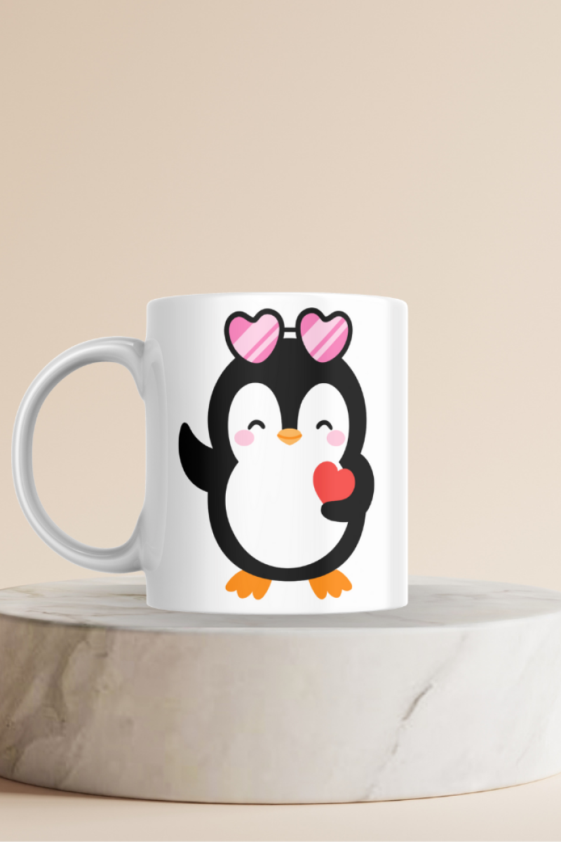 Penguen Baskılı Hediyelik Seramik 350 Ml Kupa Bardak