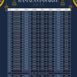 Ramazan İmsakiyesi Modern Kişiye Özel Tasarımlı Dijital Baskı 1 Adet A4 300 gr Model 26