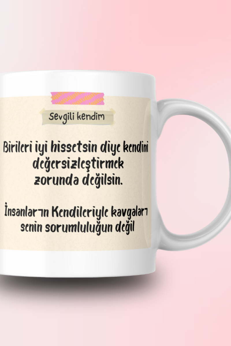 Sevgili Kendim Tasarım Seramik 350 Ml Kupa Bardak