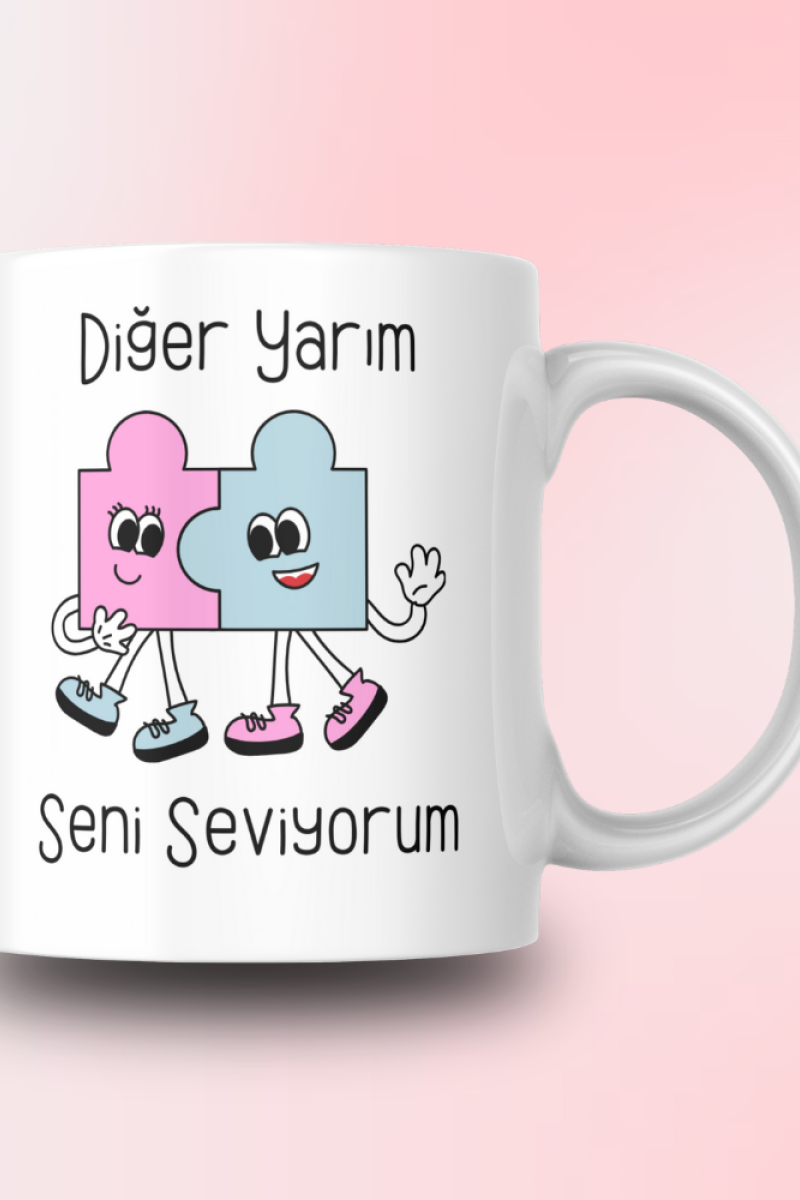 Diğer Yarım Tasarım Seramik 350 Ml Kupa Bardak