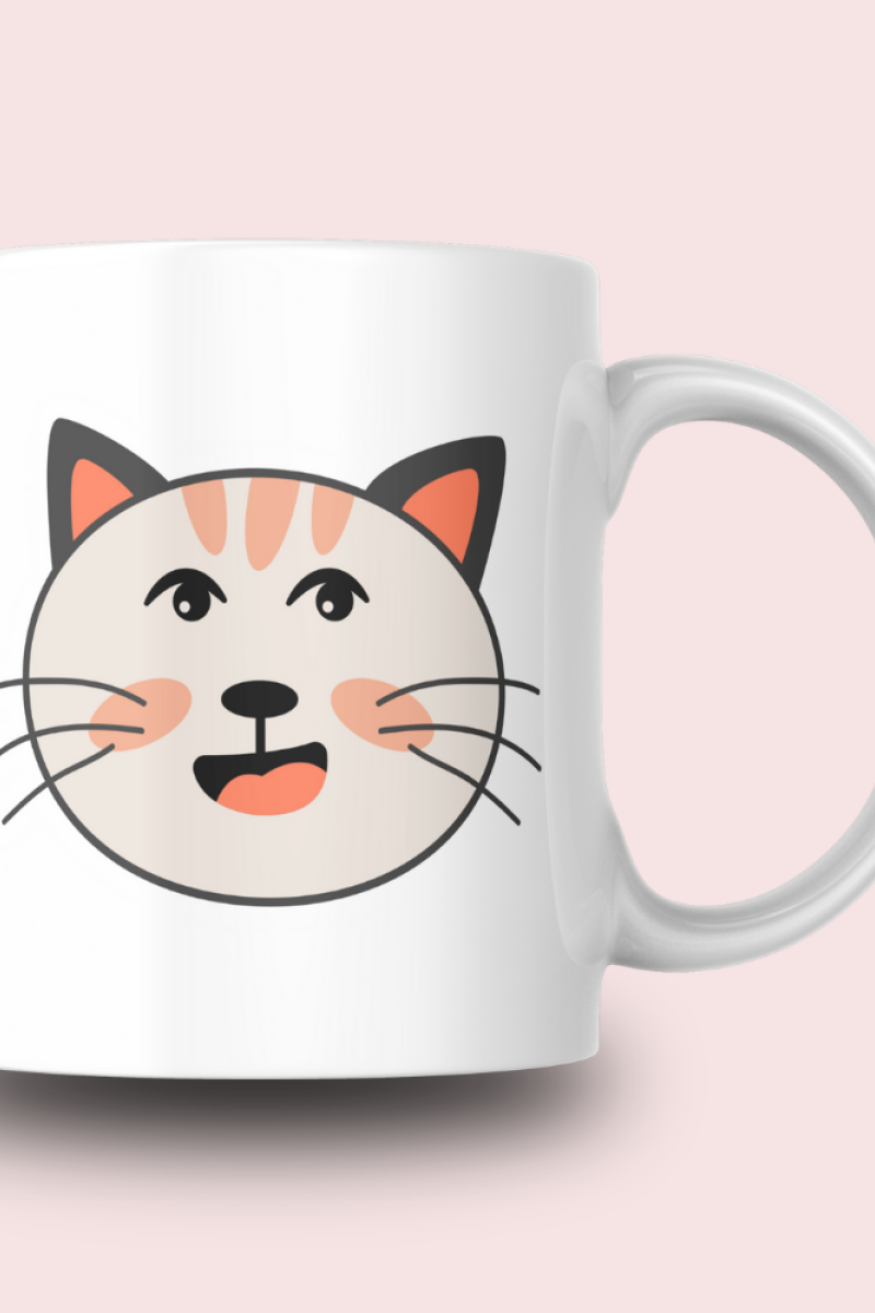 Sevimli Minimalist Hayvan Karikatürlü Tasarım Seramik 350 Ml Kupa Bardak