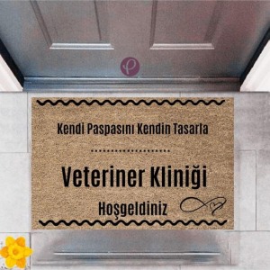 Kapı Önü Paspası Dekoratif Dijital Baskı Veteriner Kliniği P-2540