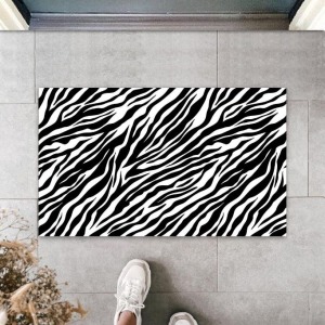 Siyah Kapı Önü Paspası Zebra Desen  K-3253