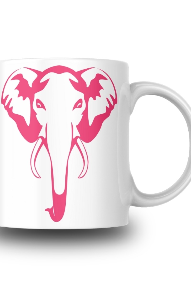 Pembe Fil Desenli Seramik 350 Ml Kupa Bardak