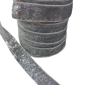 Kadife Kurdele Simli 2 cm Gümüş 2 Metre