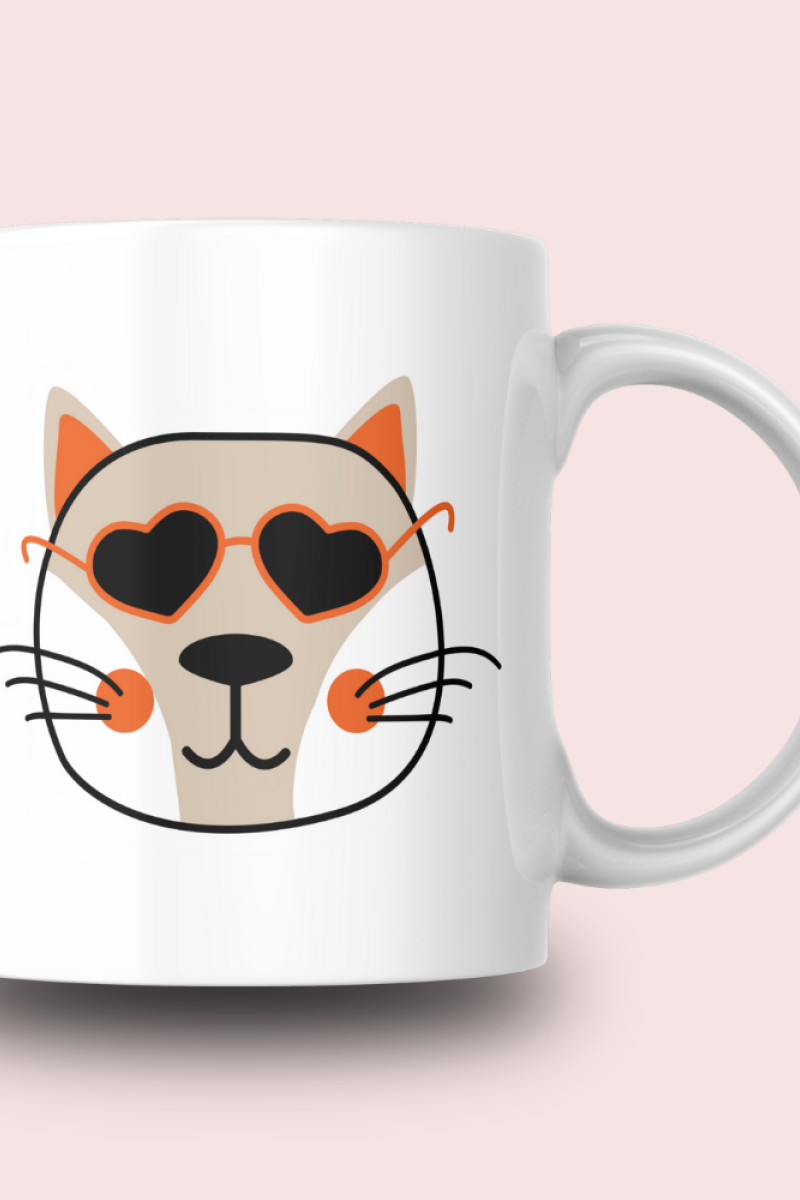 Sevimli Minimalist Hayvan Karikatürlü Tasarım Seramik 350 Ml Kupa Bardak