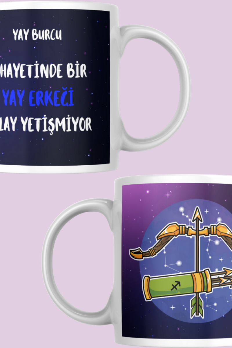 Yay Burcu Erkeği Tasarım Seramik 350 Ml Kupa Bardak
