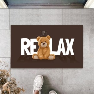 Kahverengi Kapı Önü Paspası Just Relax Ayıcık Desen  K-3323