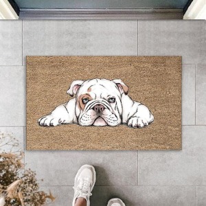 Dekoratif Dijital Baskı Bej Köpek Dış Mekan Paspas K-3005