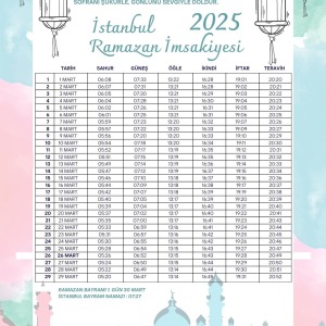 Ramazan İmsakiyesi Modern Kişiye Özel Tasarımlı Dijital Baskı 500 Adet A4 300 gr Model 42