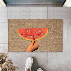 Bej Kapı Önü Paspası Hello Summer Dilim Karpuz Desen  K-3264