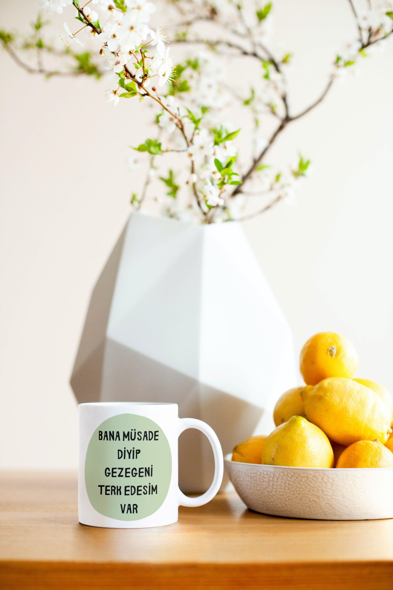 Bana Müsade Yazılı Hediyelik Seramik 350 Ml Kupa Bardak