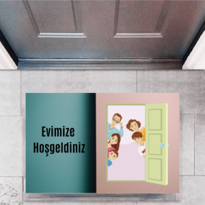 Kapı Önü Paspası Dekoratif Dijital Baskı Evimize Hoşgeldiniz P-2335