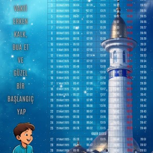 Ramazan İmsakiyesi Modern Kişiye Özel Tasarımlı Dijital Baskı 1 Adet A4 300 gr Model 2