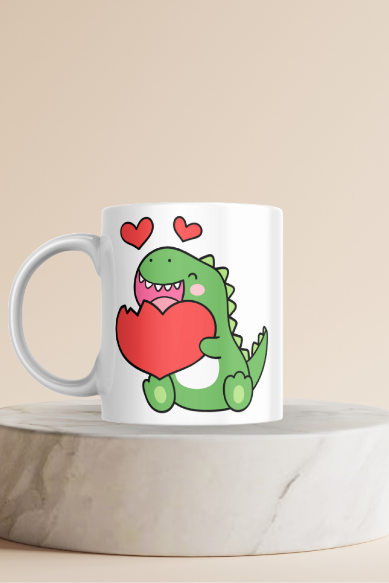 Bebek Dinozor Baskılı Hediyelik Seramik 350 Ml Kupa Bardak