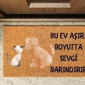 Kapı Önü Paspası Özel Tasarım Koko Model Sevgi Barındırır PK-1583