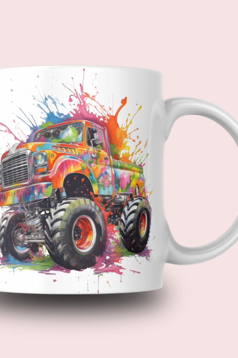 Monster Araba Temalı Tasarım Seramik 350 Ml Kupa Bardak