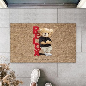 Dijital Relax Ayıcık Bej Kapı Paspası Dış Mekan Paspas K-3192