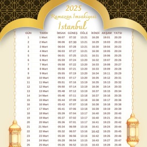 Ramazan İmsakiyesi Modern Kişiye Özel Tasarımlı Dijital Baskı 10 Adet A4 300 gr Model 41