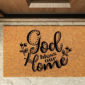 Kapı Önü Paspası Özel Tasarım Koko Model God Bless Our Home PK-1542